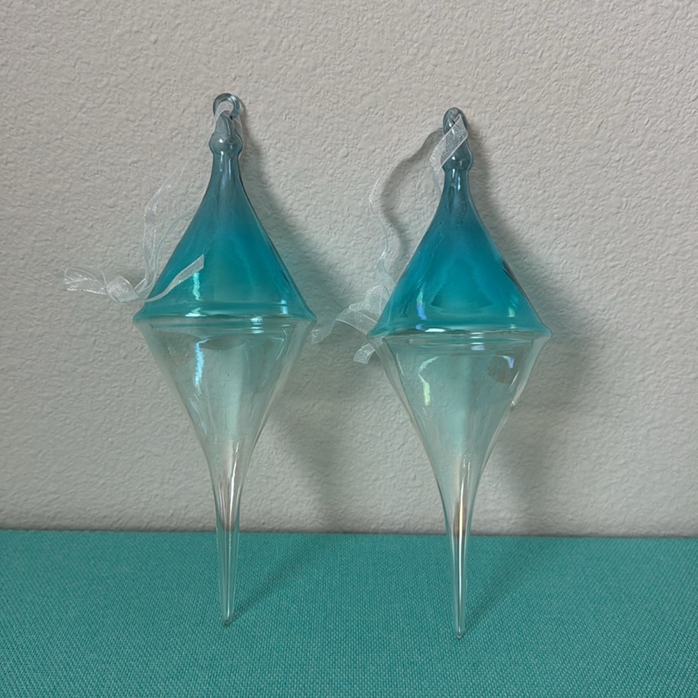 2 Turquoise Top Ornaments